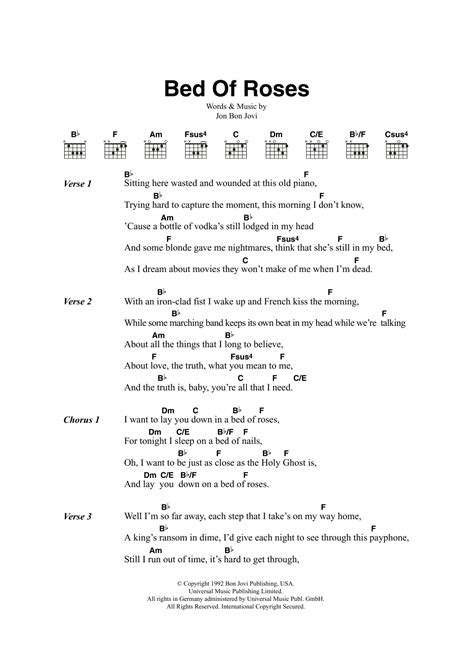 bon jovi bed of roses chords